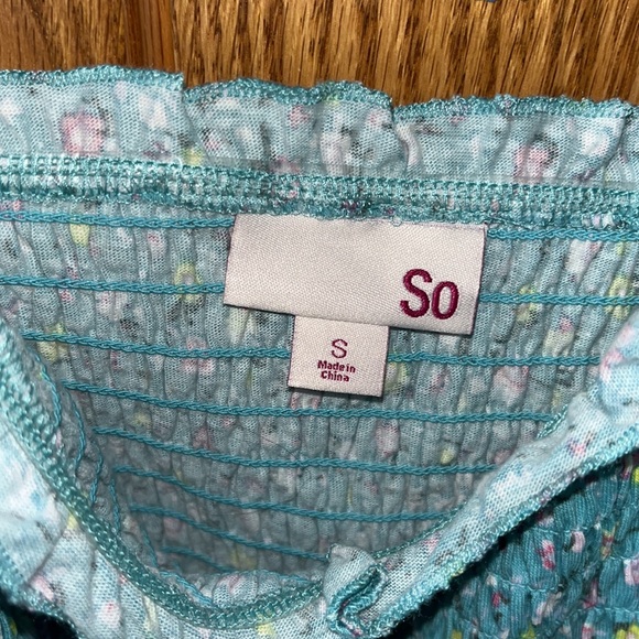 Teal ribbed spaghetti strap top - Picture 3 of 3